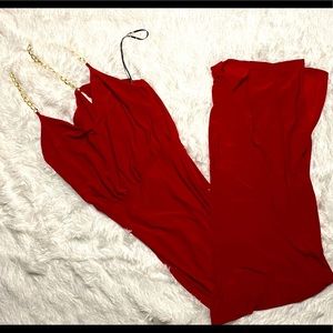Red Sultry Dress with High Slit